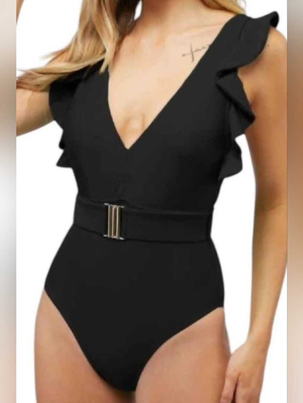 Davi & Dani Belted Ruffle One Piece Swimsuit **NWT**